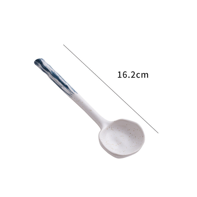 Japanese Ceramic Soup Spoon Long Handle Household Kitchenware