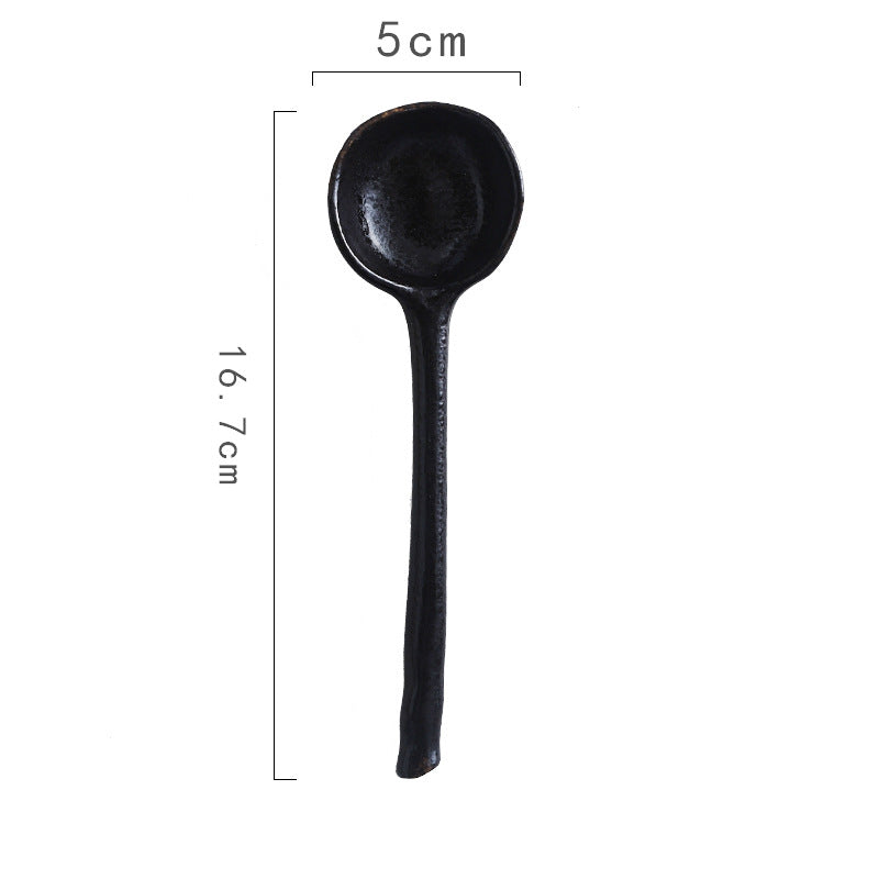 Japanese Ceramic Soup Spoon Long Handle Household Kitchenware