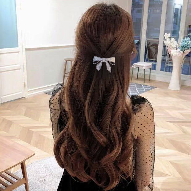 Pearl Bow Hair Clip - Silver