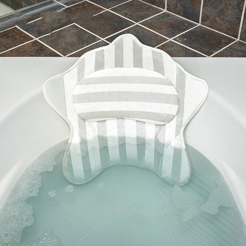 3D Mesh Starfish Shell Bath Pillow - Waterproof Bathroom Cushion