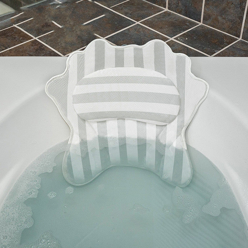 3D Mesh Starfish Shell Bath Pillow - Waterproof Bathroom Cushion