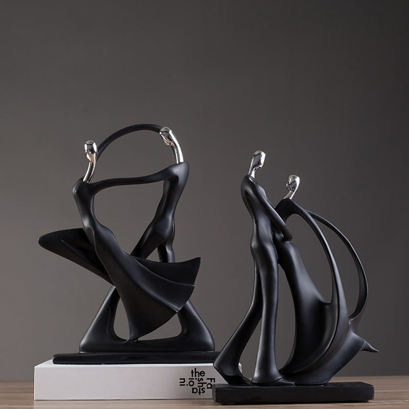 Modern Resin Home Decor Ornament for Living Room or TV Cabinet - Black