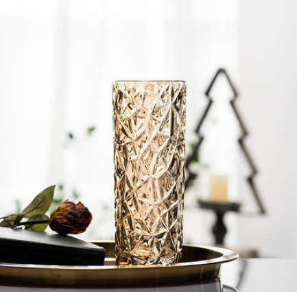 European Golden Crystal Glass Vase - Creative Home Decor Flower Display