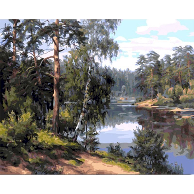 Digital Oil Painting with Frame - Mountain House Landscape Wall Art