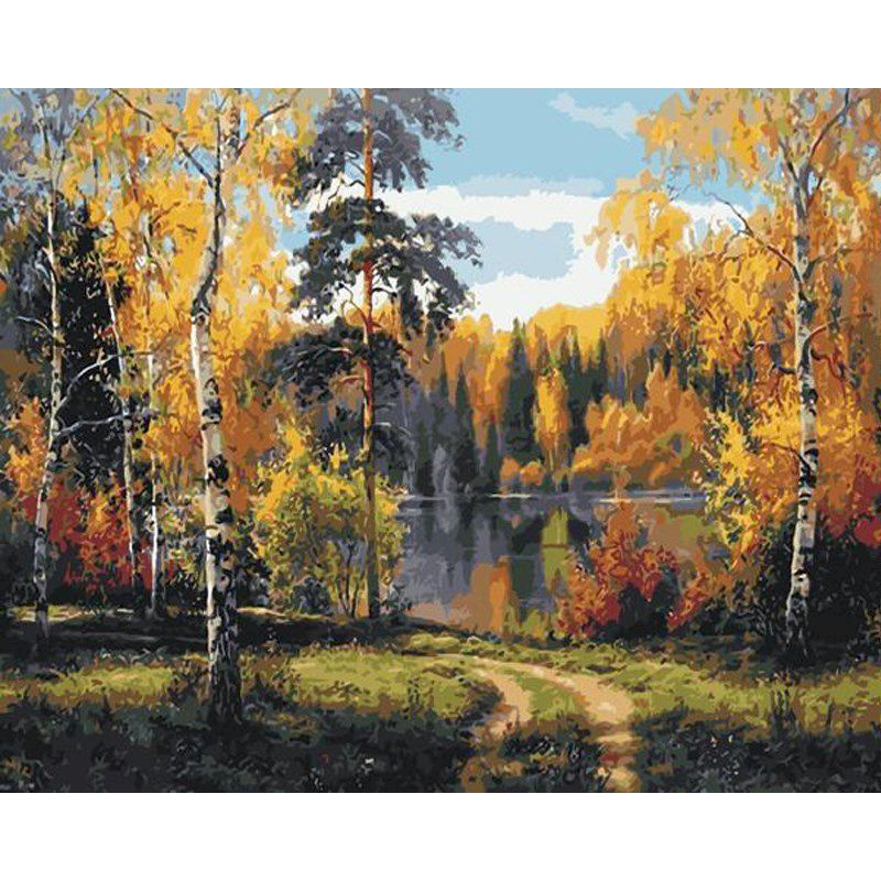 Digital Oil Painting with Frame - Mountain House Landscape Wall Art