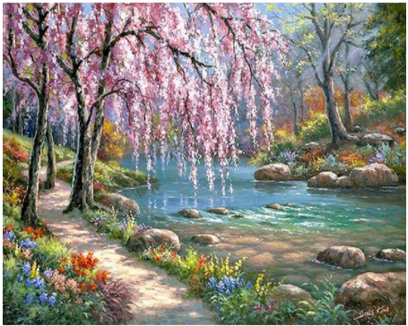 Digital Oil Painting of Flower Landscape Wall Art - Framed or Frameless