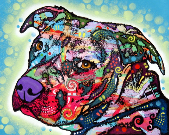 Digital Framed Dog Abstract Painting for Home Decor 40x50cm - Modern & Simple