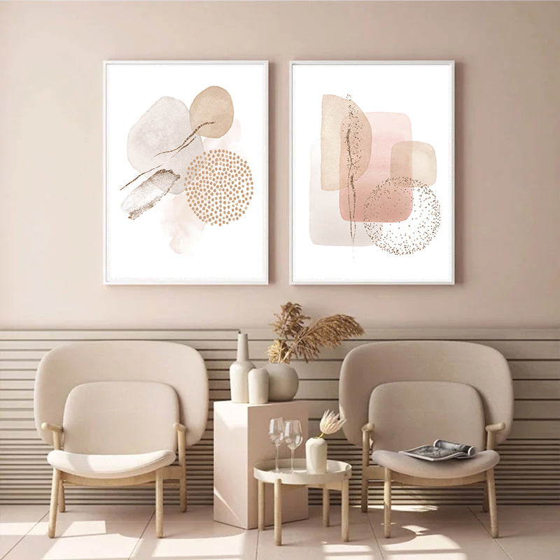 Abstract Geometric Gold Foil Wall Art for Living Room Decor - Frameless Canvas Painting