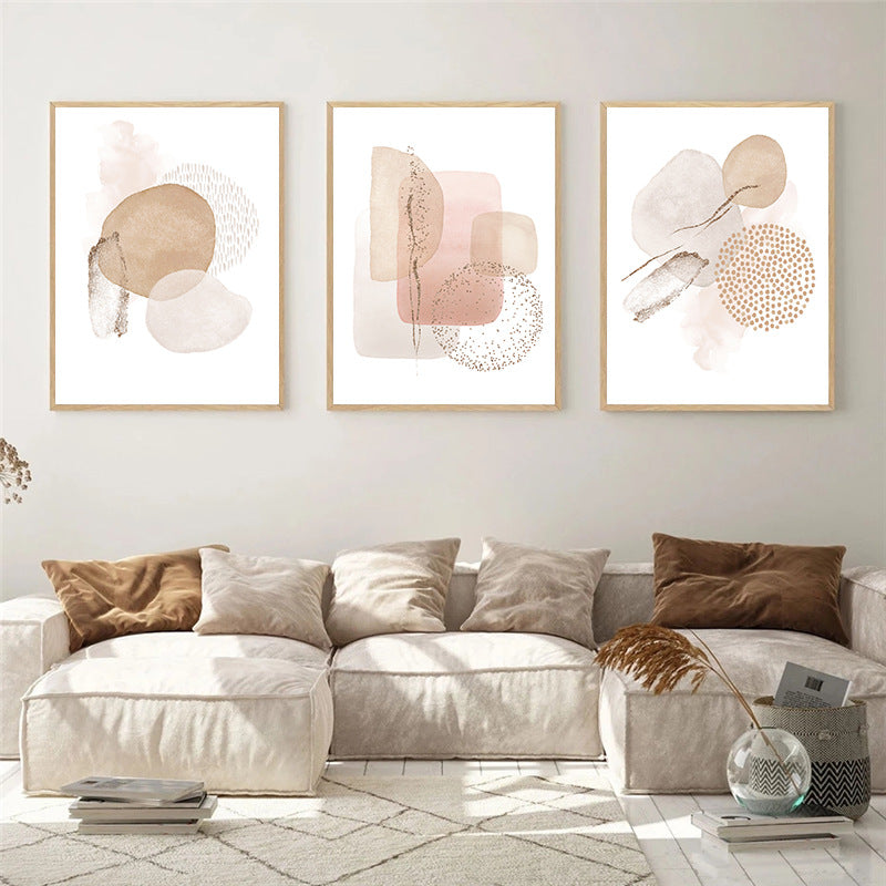 Abstract Geometric Gold Foil Wall Art for Living Room Decor - Frameless Canvas Painting