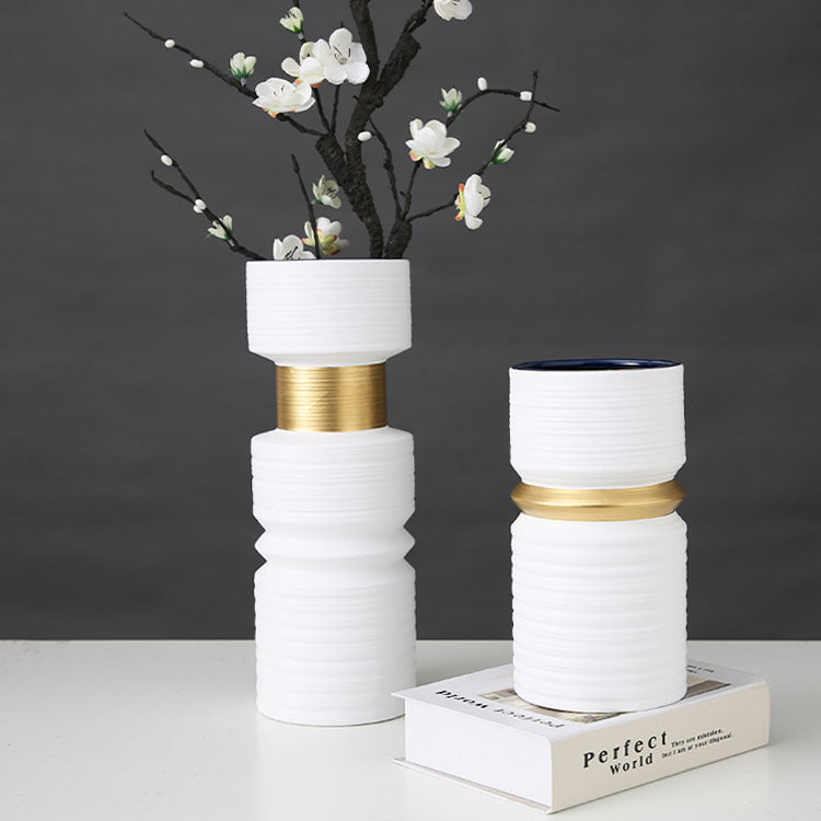 Creative Threaded Ceramic Vase for Flower Arrangements - Chinese Home Decor