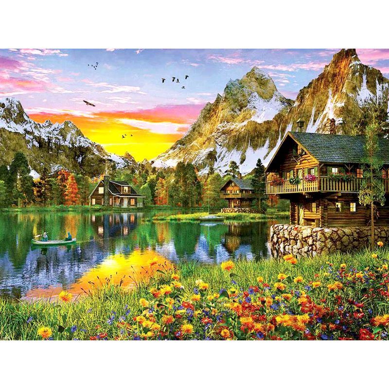 Digital Painting Canvas Set with Brushes & Paint - Mountain House Design