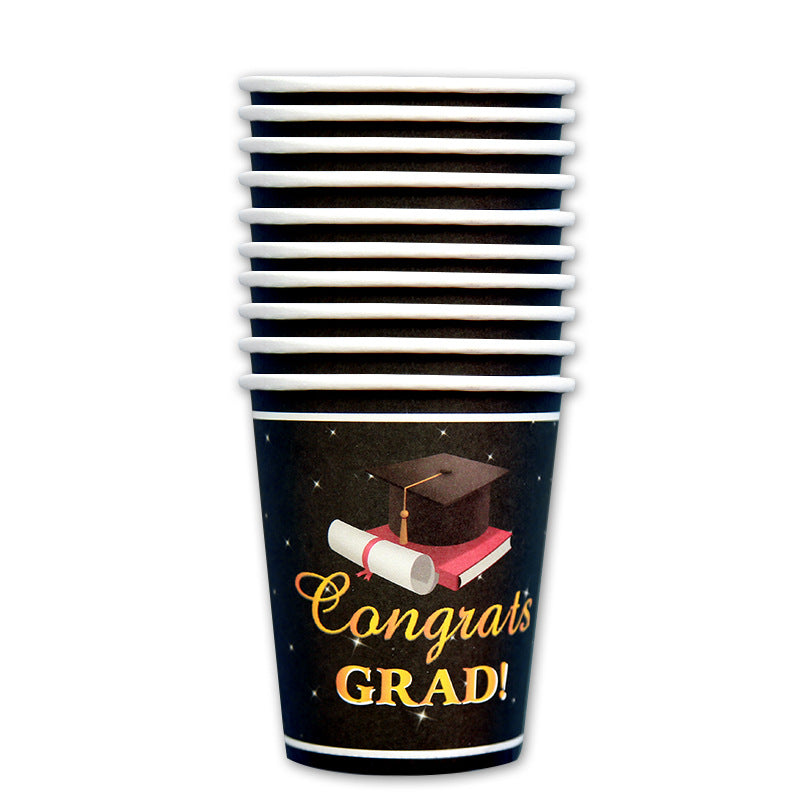 Disposable Graduation Theme Tableware Set – Plates, Cups & More for Party