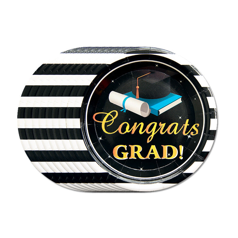 Disposable Graduation Theme Tableware Set – Plates, Cups & More for Party