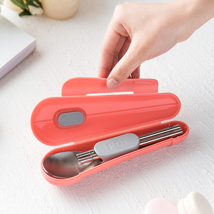 Stainless Steel Travel Chopsticks and Spoon Set - Portable Dining Utensils for Students and Travel