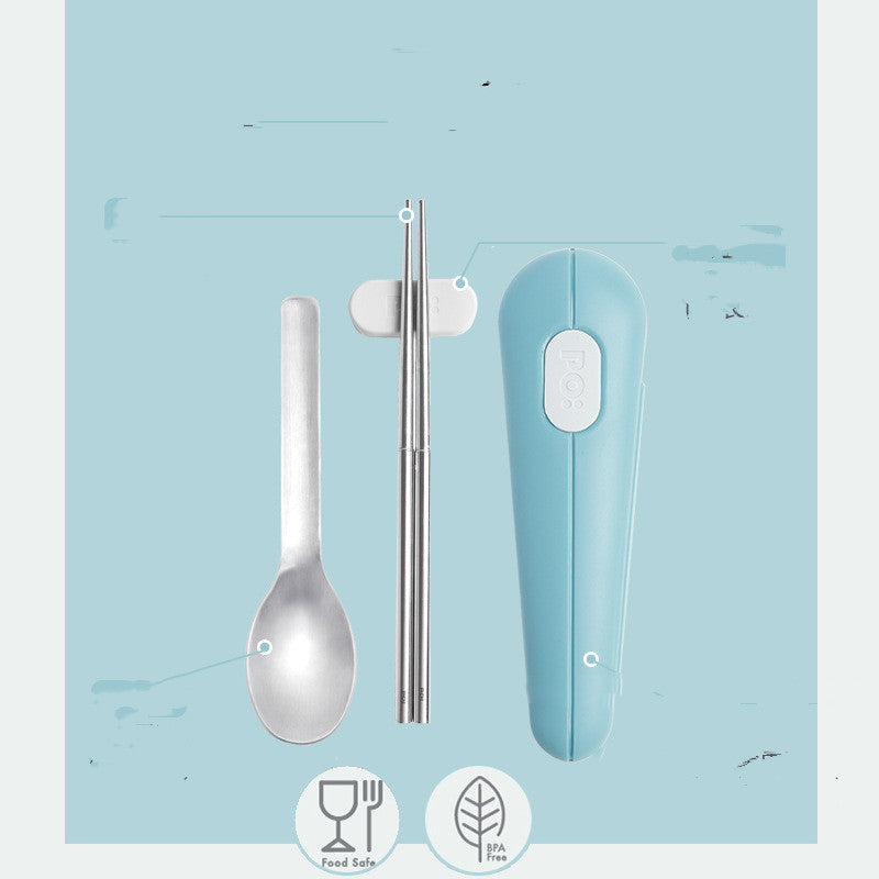 Stainless Steel Travel Chopsticks and Spoon Set - Portable Dining Utensils for Students and Travel