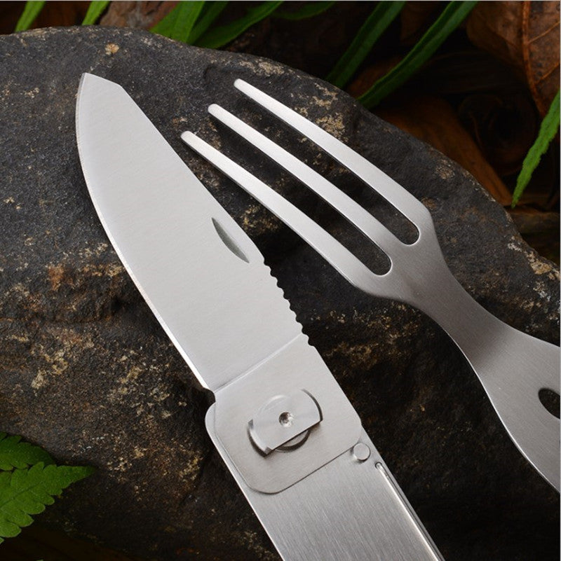 Stainless Steel Portable Tableware Set Fork Knife Spoon Combination Silver