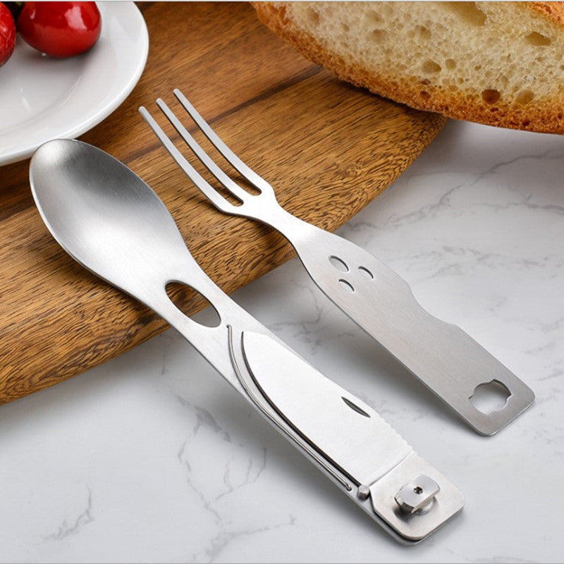 Stainless Steel Portable Tableware Set Fork Knife Spoon Combination Silver