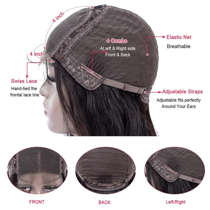 European & American Short Curly Lace Front Wig for Ladies - Black