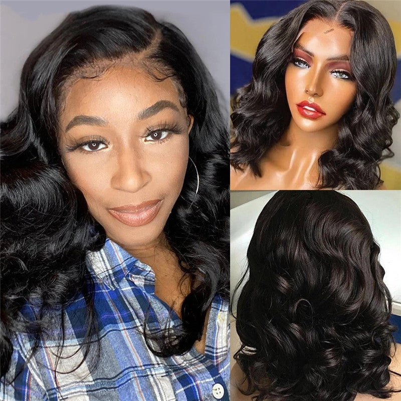 European & American Short Curly Lace Front Wig for Ladies - Black