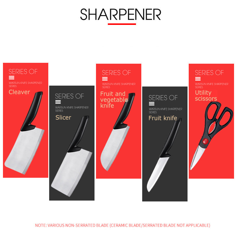 Manual Kitchen Four-In-One Sharpener - Multifunctional Stainless Steel Knife Sharpener
