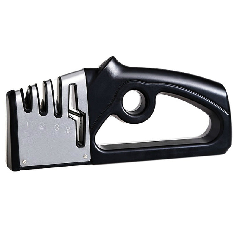 Manual Kitchen Four-In-One Sharpener - Multifunctional Stainless Steel Knife Sharpener