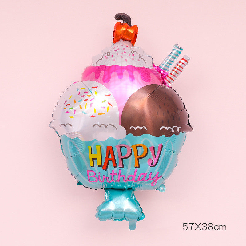 Party Donut Fruit Ice Cream Balloon Decor Set for Celebrations - Multiple Styles