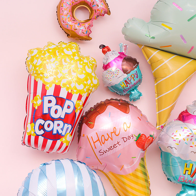 Party Donut Fruit Ice Cream Balloon Decor Set for Celebrations - Multiple Styles