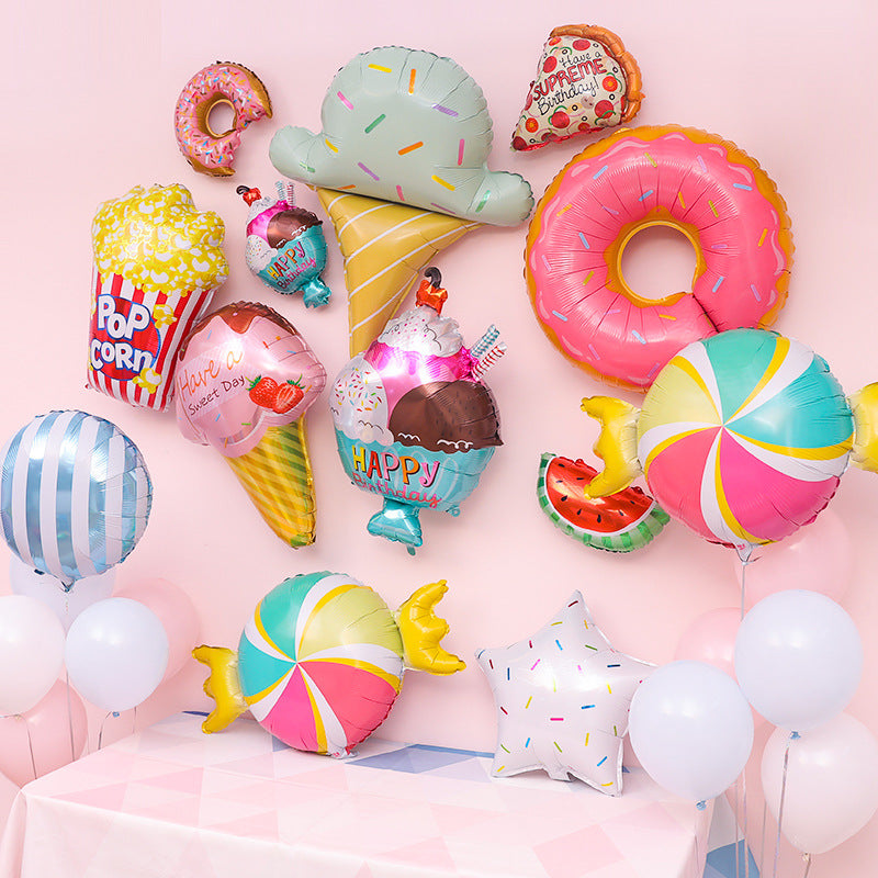 Party Donut Fruit Ice Cream Balloon Decor Set for Celebrations - Multiple Styles