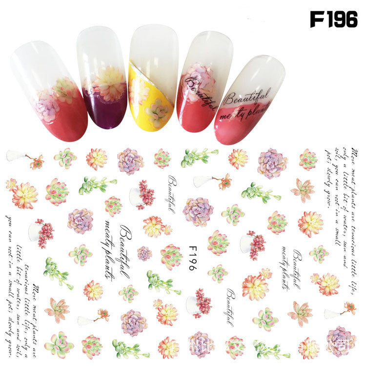 Nail Stickers 3D Feather Bowknot Maple Leaf Colorful Art Decals for Nails