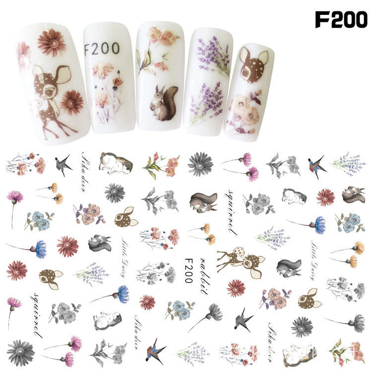 Nail Stickers 3D Feather Bowknot Maple Leaf Colorful Art Decals for Nails