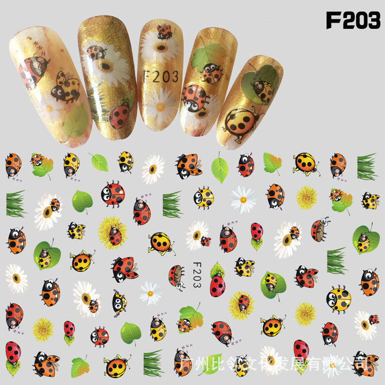 Nail Stickers 3D Feather Bowknot Maple Leaf Colorful Art Decals for Nails