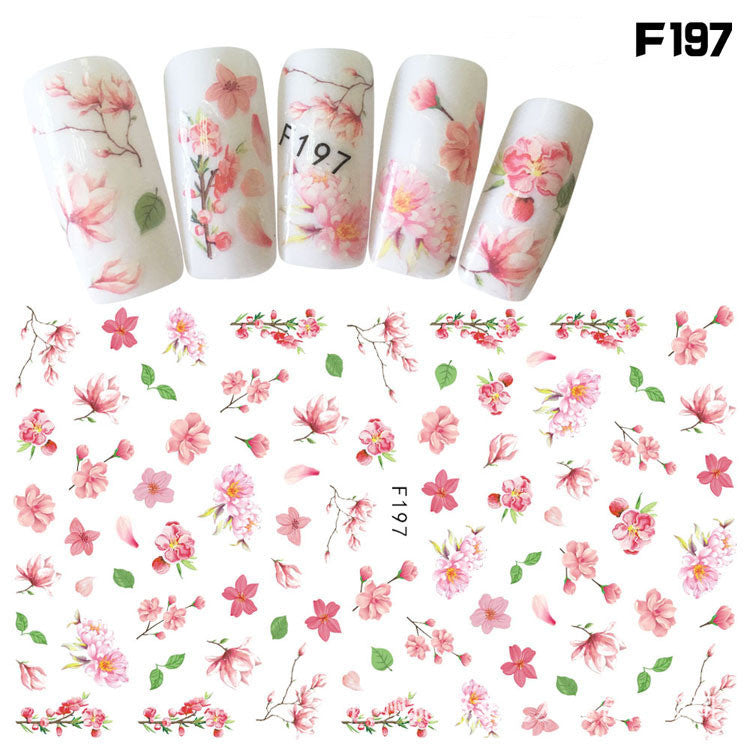 Nail Stickers 3D Feather Bowknot Maple Leaf Colorful Art Decals for Nails