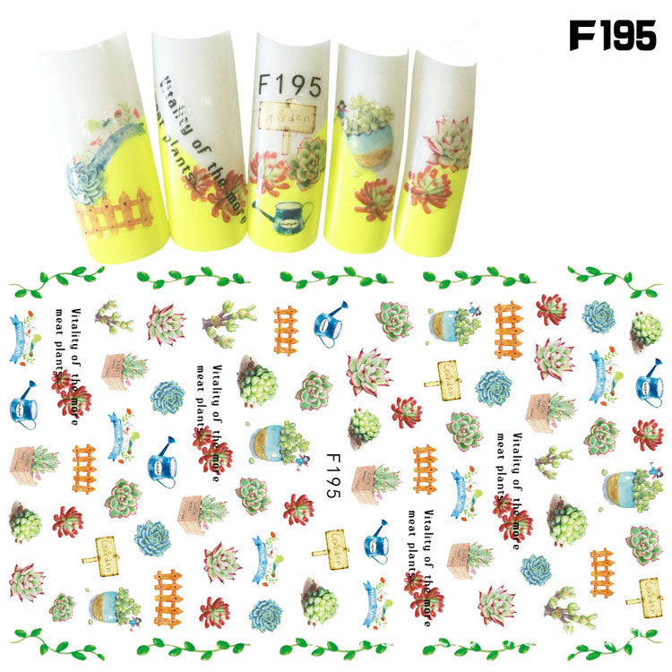 Nail Stickers 3D Feather Bowknot Maple Leaf Colorful Art Decals for Nails