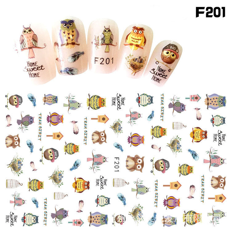 Nail Stickers 3D Feather Bowknot Maple Leaf Colorful Art Decals for Nails