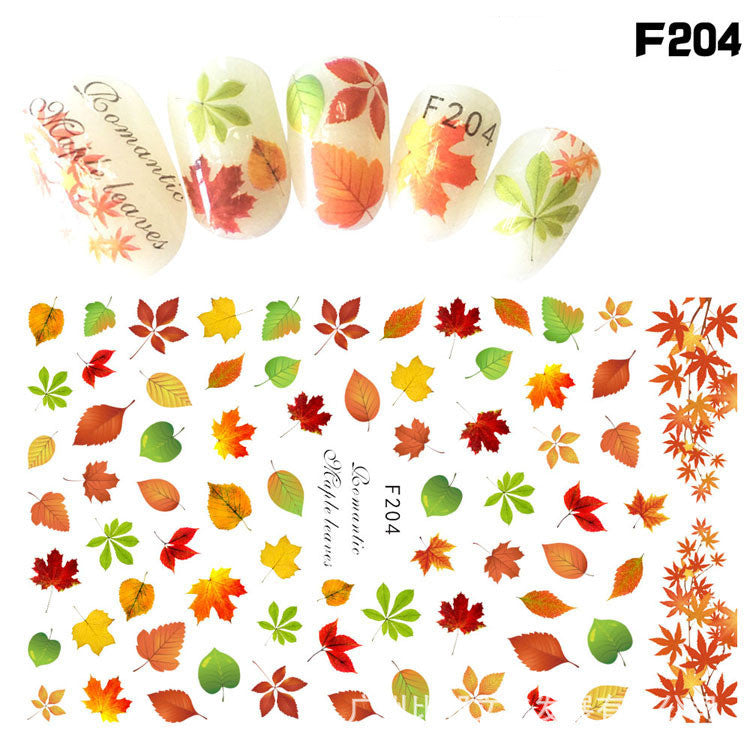 Nail Stickers 3D Feather Bowknot Maple Leaf Colorful Art Decals for Nails