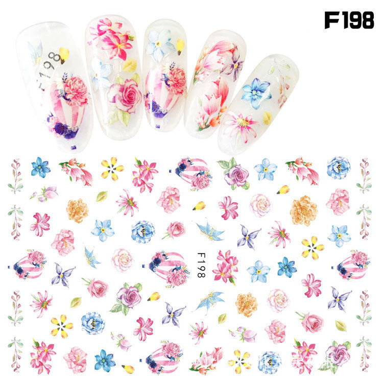 Nail Stickers 3D Feather Bowknot Maple Leaf Colorful Art Decals for Nails