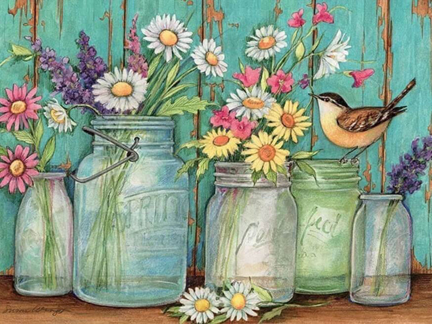 Diamond Painting Kit with Vase Shape - 20x25cm to 40x50cm Square & Round Styles
