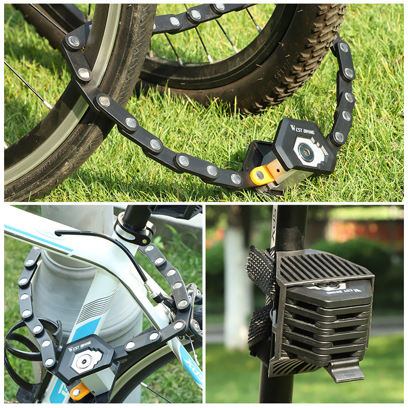 Foldable Bicycle Lock with 3 Keys, Heavy-Duty Chain Security Lock