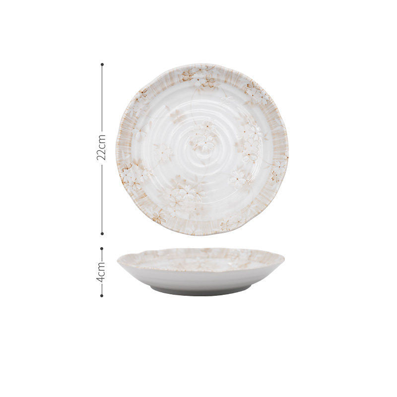 Hand-Painted Western-Style Dish Flat-Bottomed Plate for Household Use
