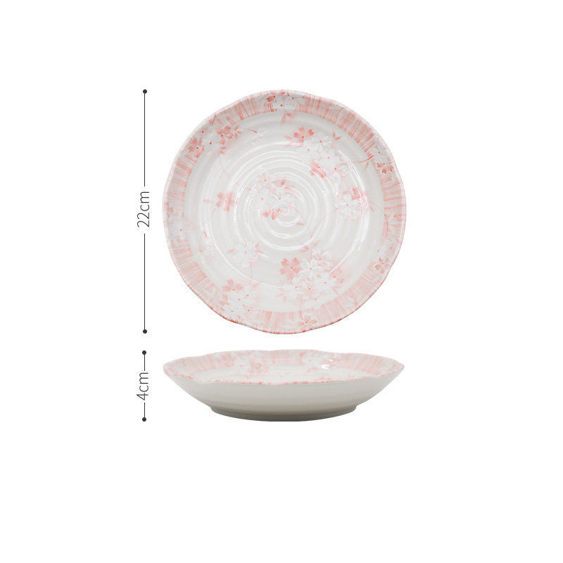 Hand-Painted Western-Style Dish Flat-Bottomed Plate for Household Use