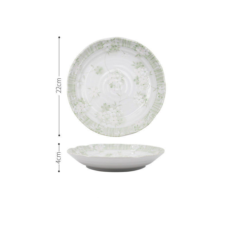 Hand-Painted Western-Style Dish Flat-Bottomed Plate for Household Use