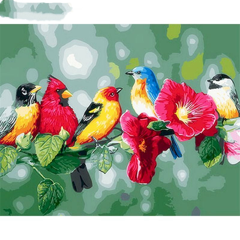 Floral Bird Acrylic Canvas Painting - DIY Art & Home Decor