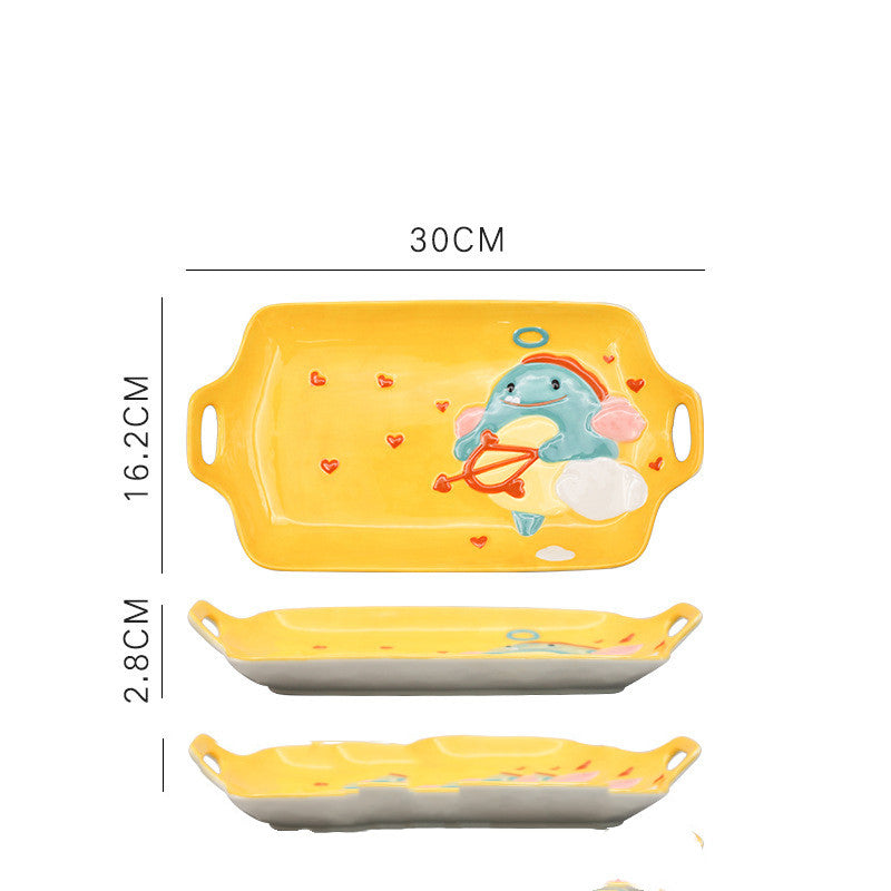 Children's Dinosaur Ceramic Tableware Set - Cute Kids Dinnerware Includes Bowls Cups & Plates