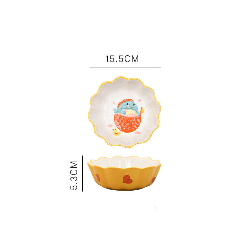 Children's Dinosaur Ceramic Tableware Set - Cute Kids Dinnerware Includes Bowls Cups & Plates