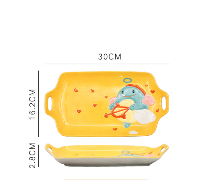 Children's Dinosaur Ceramic Tableware Set - Cute Kids Dinnerware Includes Bowls Cups & Plates