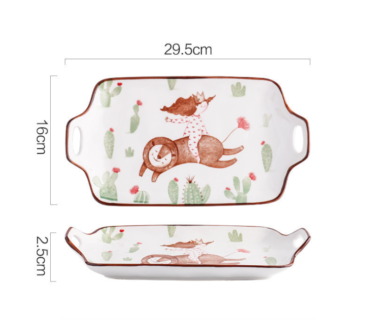 Children's Dinosaur Ceramic Tableware Set - Cute Kids Dinnerware Includes Bowls Cups & Plates