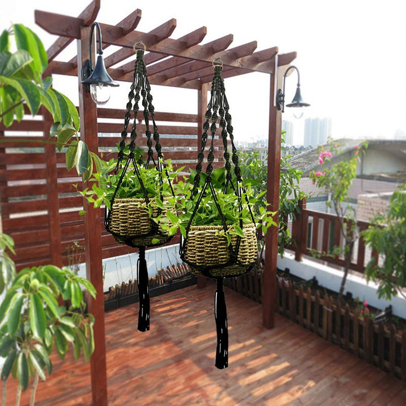 Indoor & Outdoor Hanging Flowerpot Basket Cotton Plant Holder