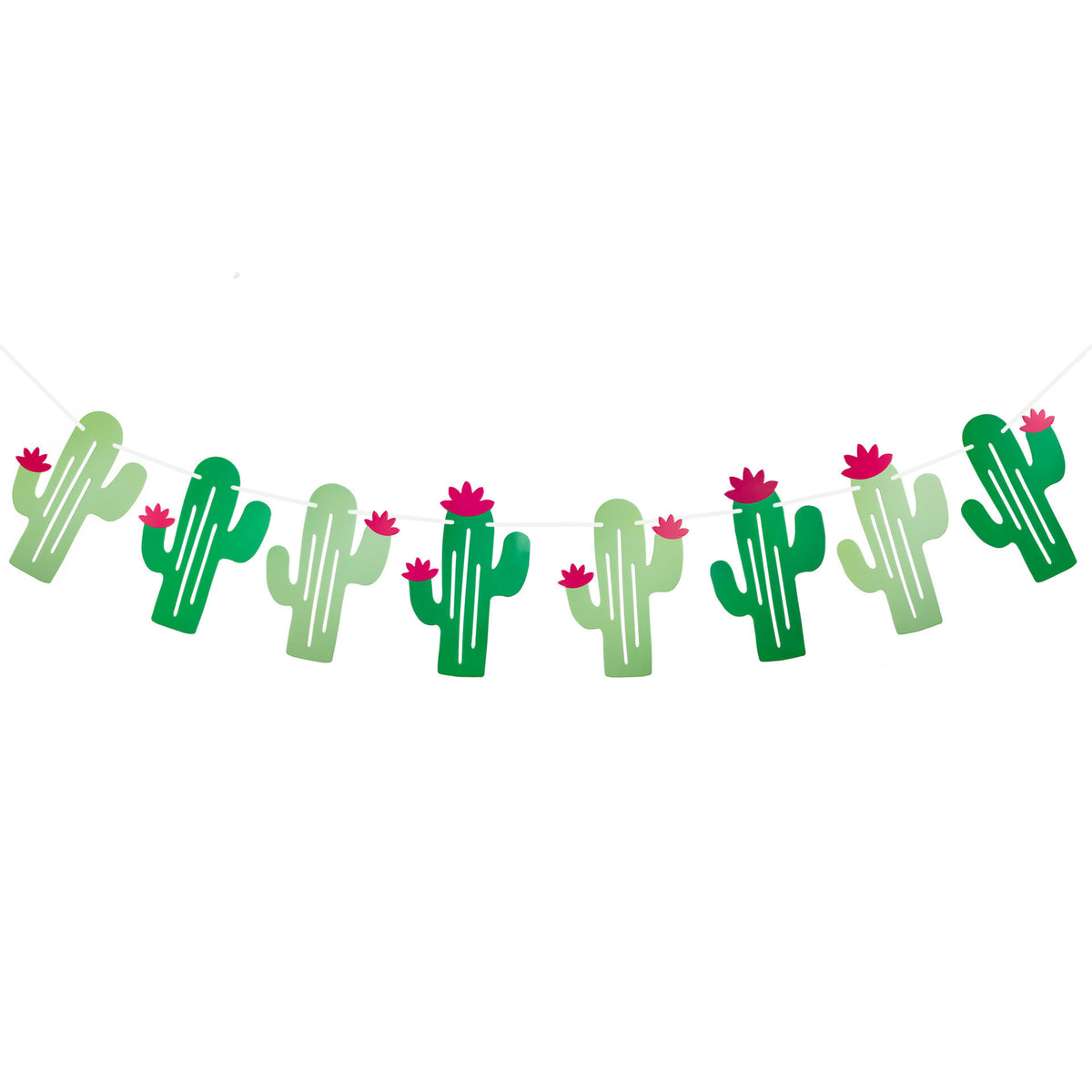 Hawaiian Theme Cactus Pull Flower Flag Decoration for Parties - Green