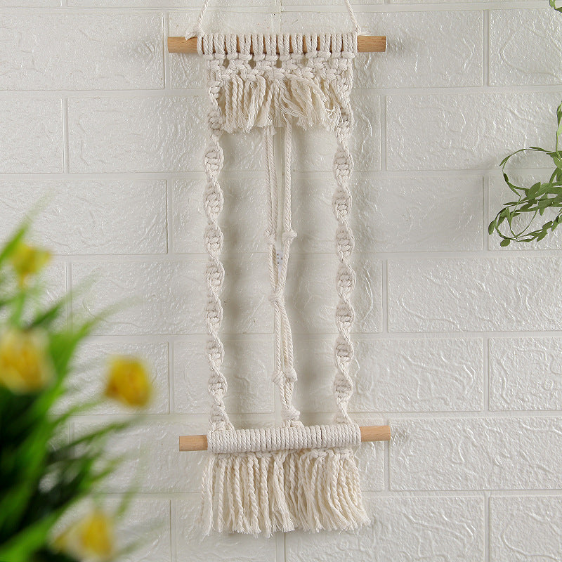 Woven Cotton Rope Wall Hanging with Dried Flowers - European Style, 20x45CM