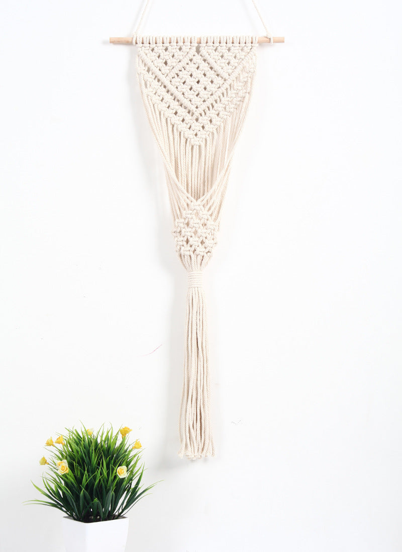 Woven Cotton Flower Basket Wall Decor - European Style Handwoven Textile